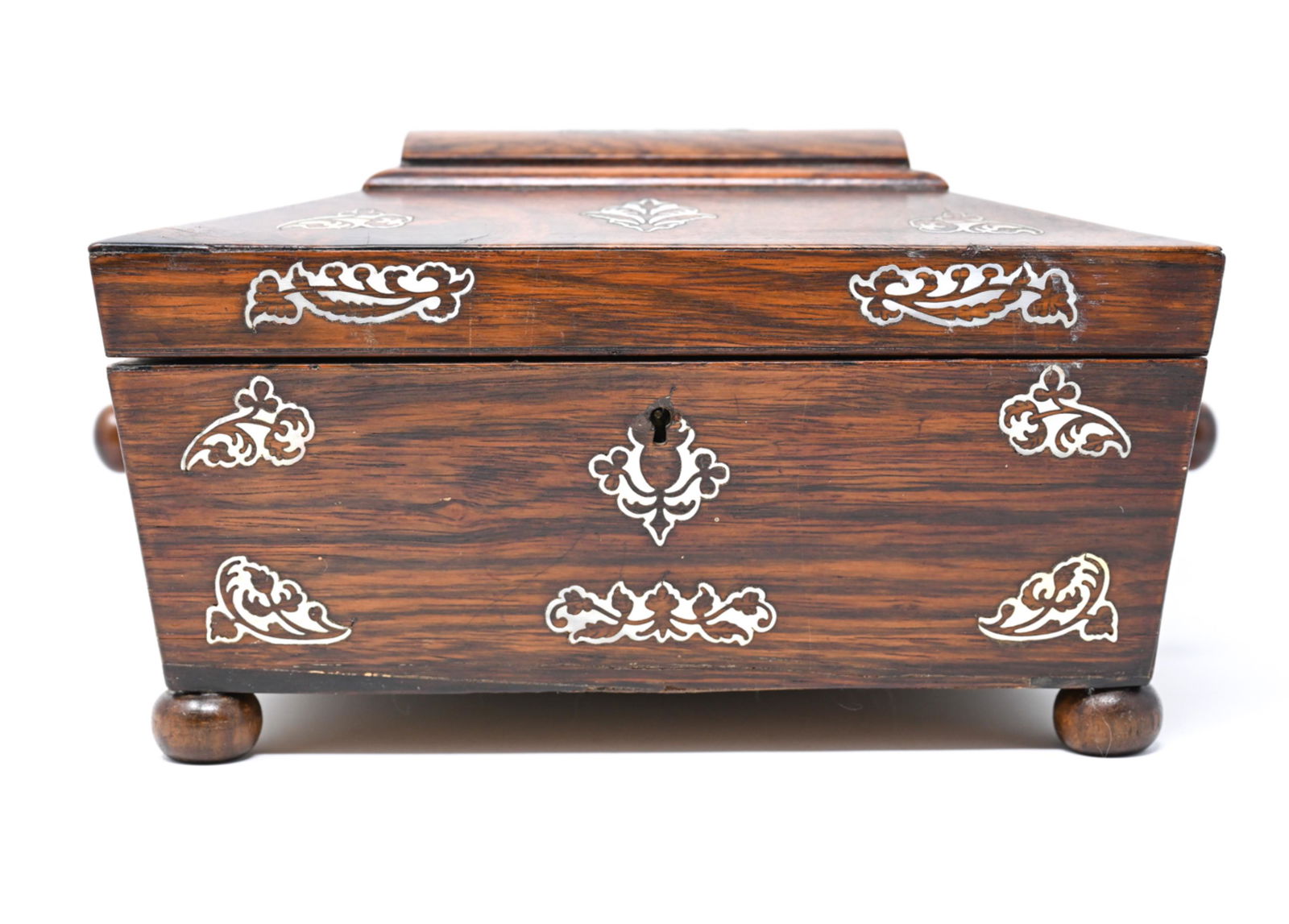ANTIQUE MOTHER OF PEARL INLAID CASKET BOX (1 of 19)