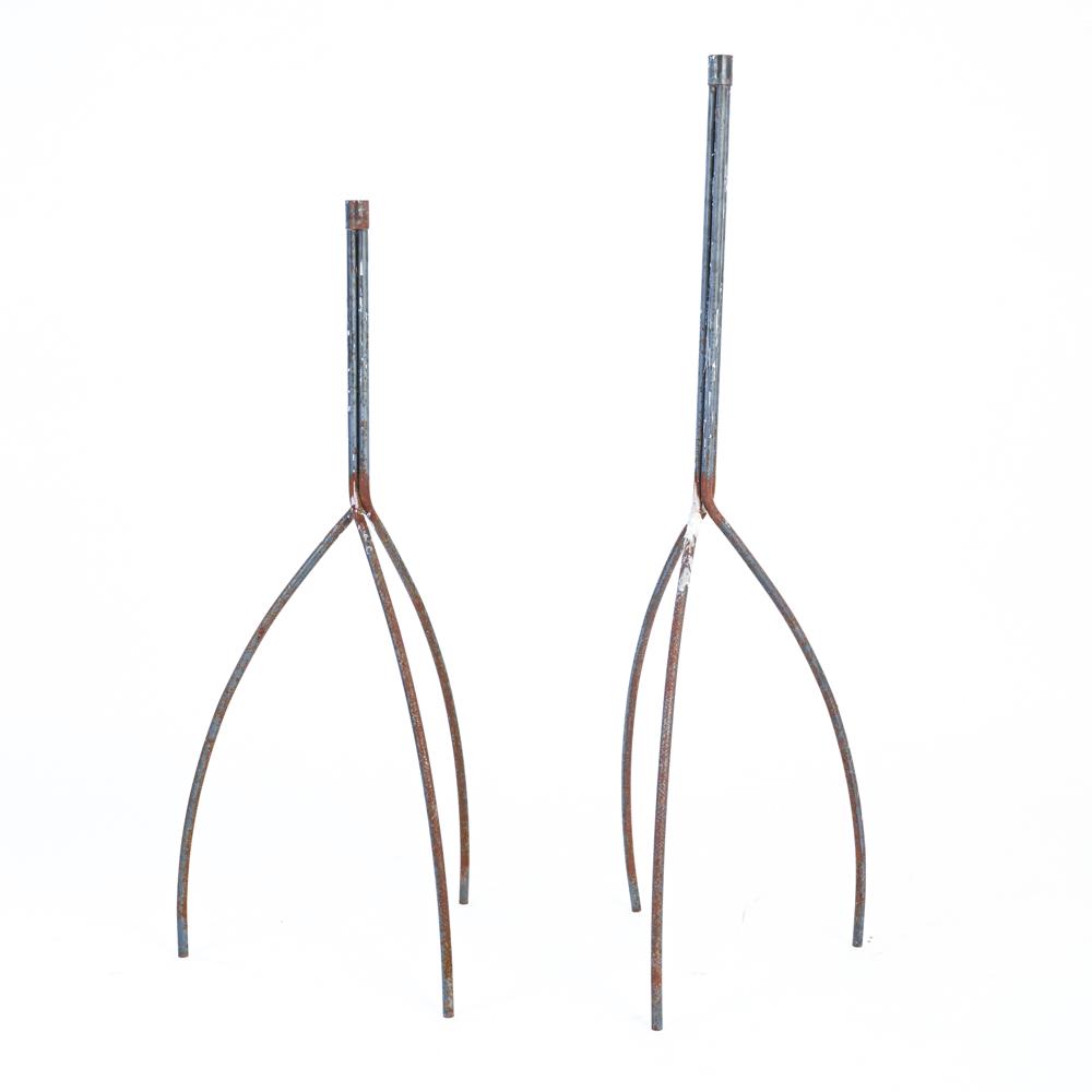 (2) SWEDISH IRON TRIPOD STANDING CANDLE HOLDERS (1 of 6)