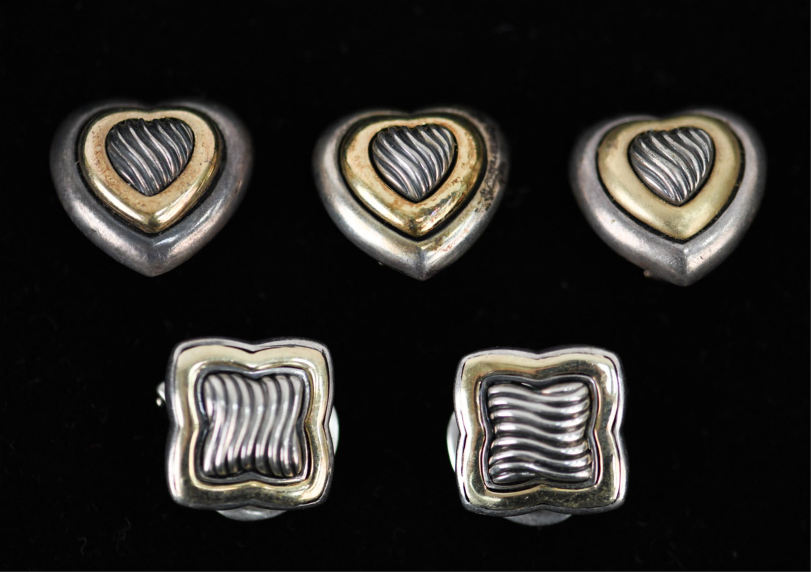 (2) PAIRS DAVID YURMAN 14K GOLD & SILVER EARRINGS (1 of 12)