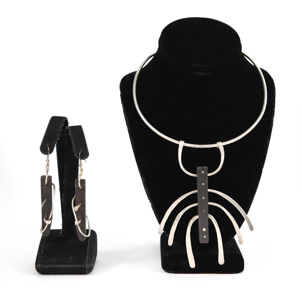 ARTIST MADE STERLING & EBONY JEWELRY SUITE (1 of 10)