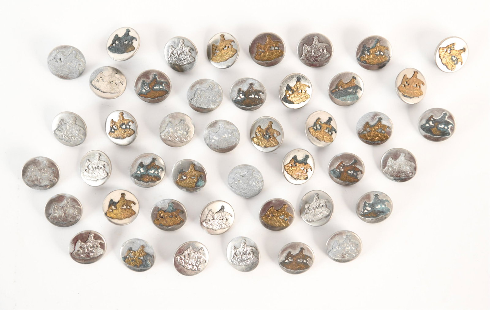 (44) ANTIQUE PICTURE BUTTONS; MEN W/ HORSE (1 of 16)