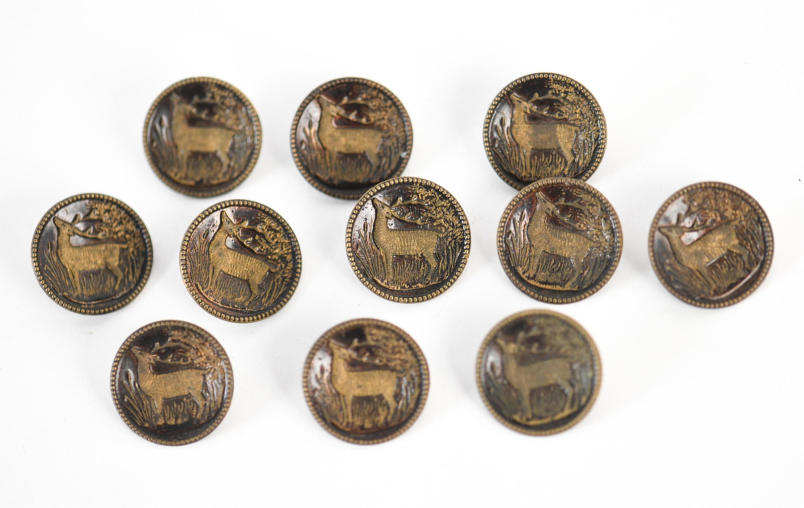 (11) VICTORIAN BRASS ELK BUTTONS (1 of 17)