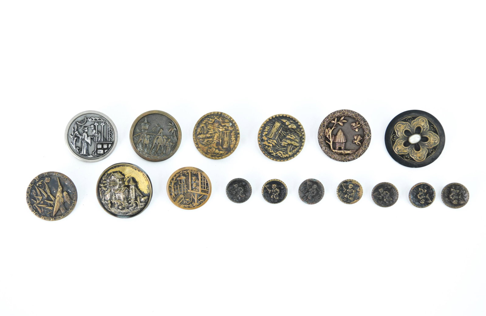 ANTIQUE BUTTONS W/ ASIAN & MIDDLE EASTERN MOTIFS (1 of 11)