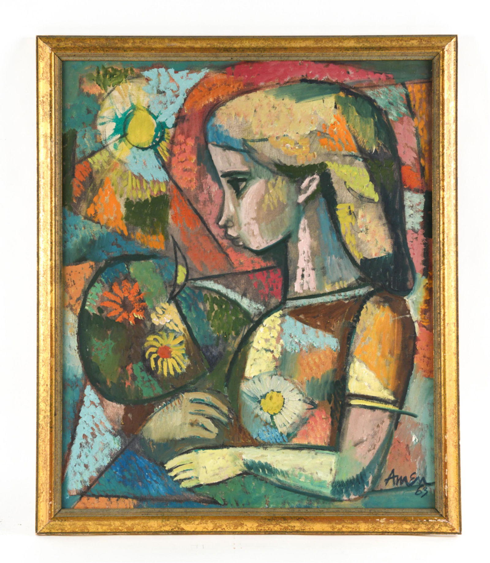 IRVING AMEN, NY (1918-2011) O/C ABSTRACT PORTRAIT (1 of 7)