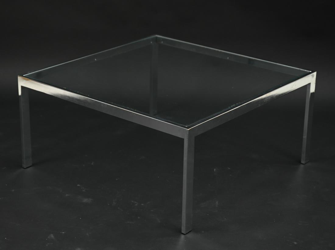 MODERN CHROME & GLASS SQUARE COFFEE TABLE (1 of 13)