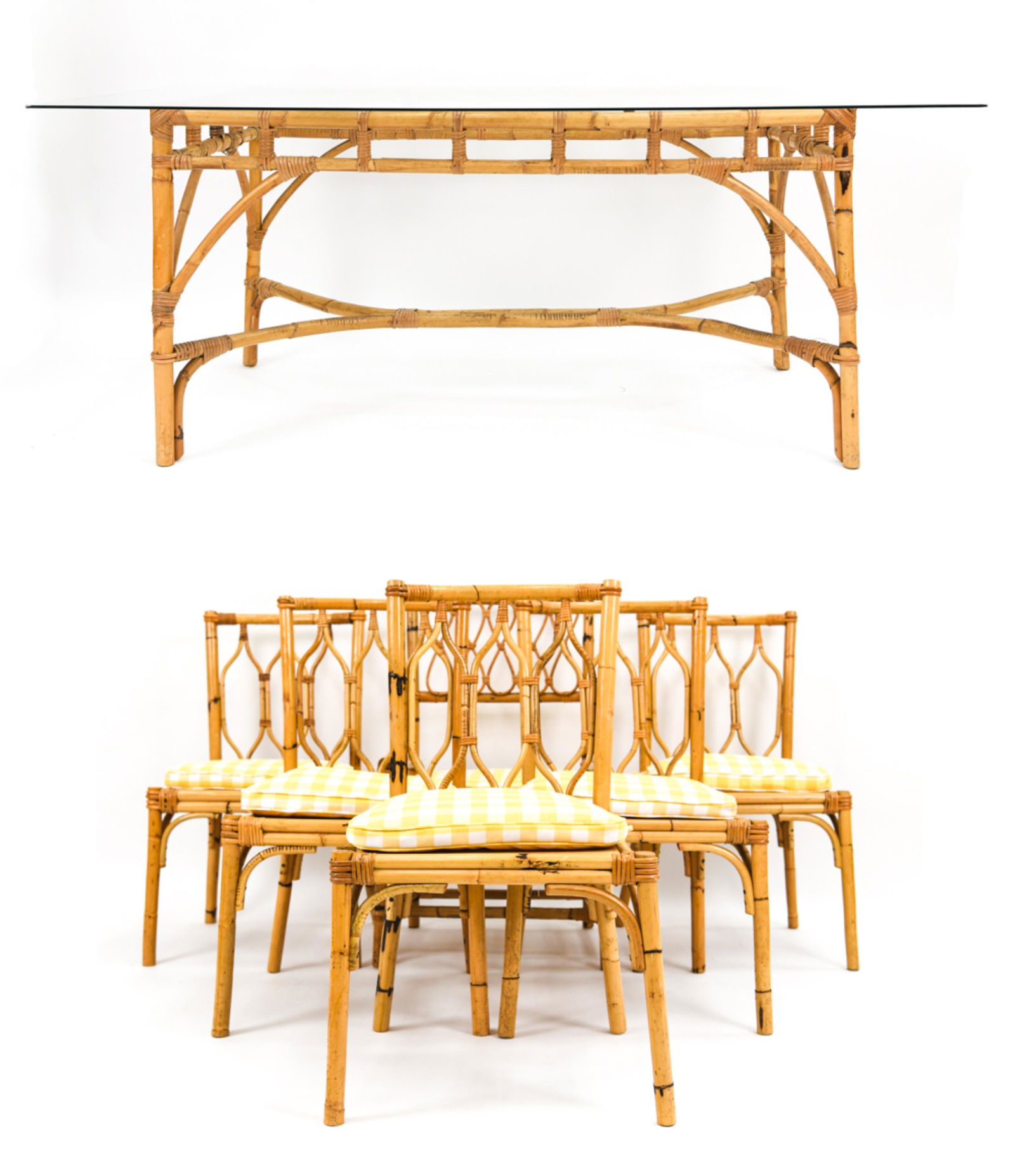 BAMBOO DINING TABLE & (6) BAMBOO CHAIRS (1 of 20)