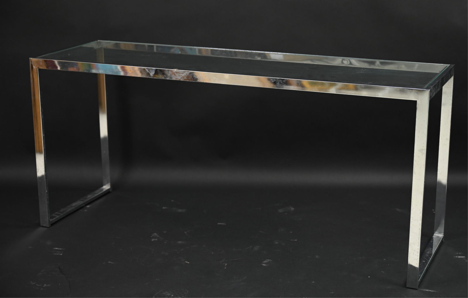 ATTR. MILO BAUGHMAN CHROME & GLASS CONSOLE TABLE (1 of 15)