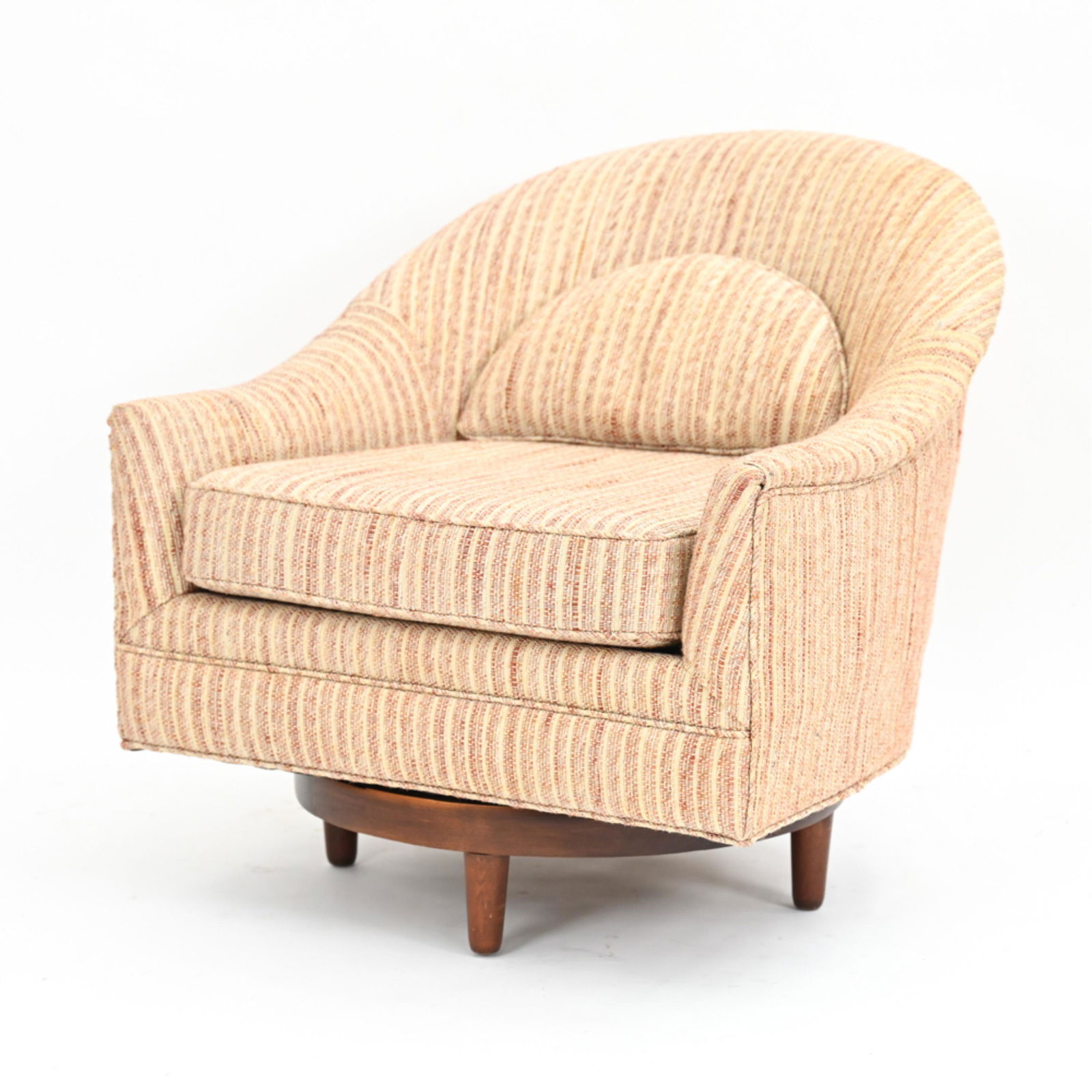 MILO BAUGHMAN STYLE SWIVEL CHAIR ON WALNUT BASE (1 of 13)