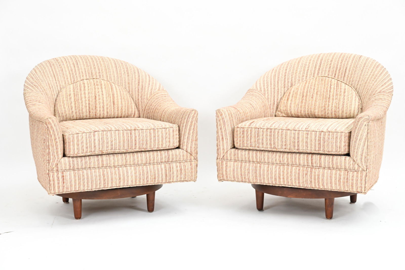PAIR OF MILO BAUGHMAN STYLE SWIVEL TUB CHAIRS (1 of 9)