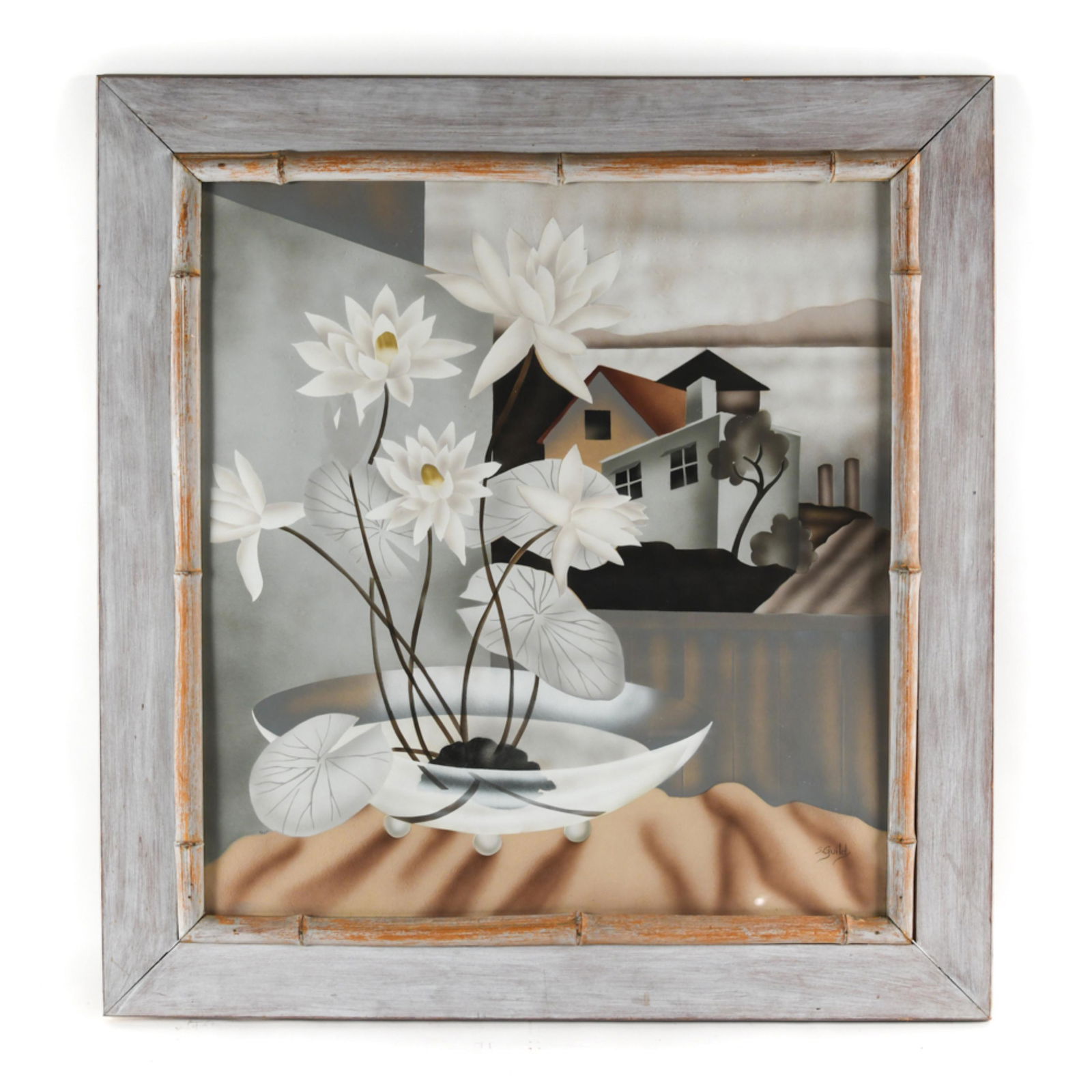 1950'S AIRBRUSHED PICTURE SIGNED SUE GUILD (1 of 8)