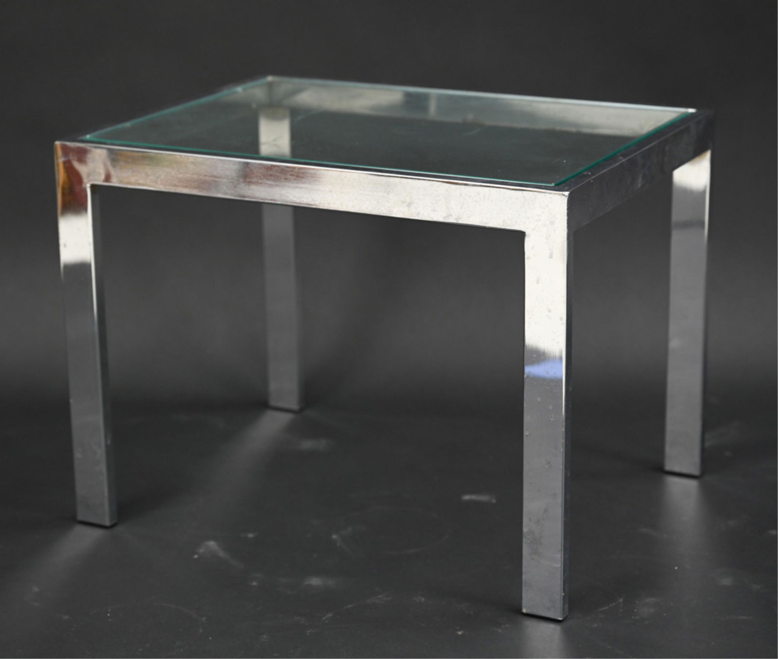 ATTR. MILO BAUGHMAN GLASS & CHROME SIDE TABLE (1 of 13)