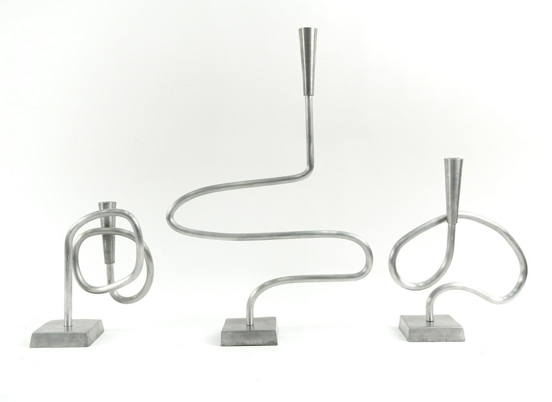 (3) MODERNIST ALUMINUM CANDLE STICK HOLDERS (1 of 11)