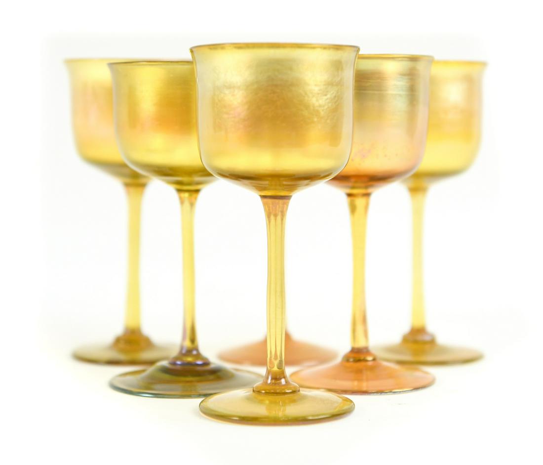 (6) LOUIS COMFORT TIFFANY FAVRILE GLASS GOBLETS (1 of 7)