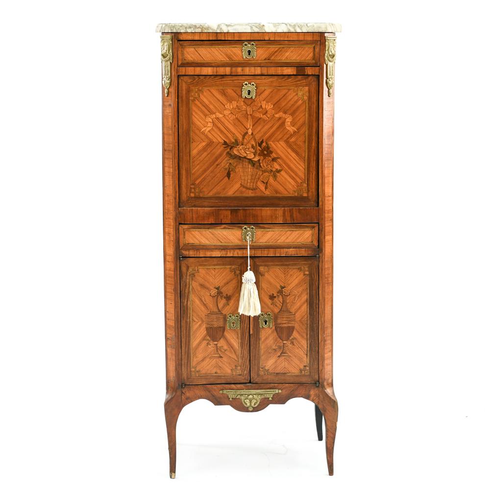FRENCH MARBLE TOPPED SECRETARY CABINET W/ ORMOLU (1 of 20)