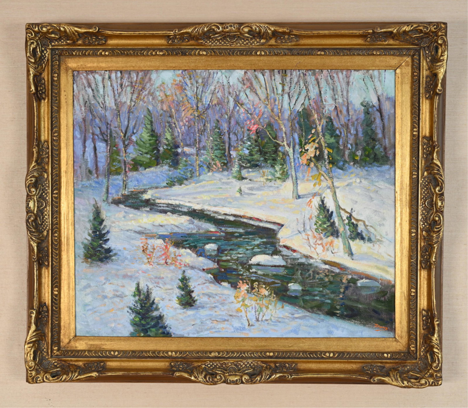 1985 LYME CT OIL ON CANVAS WINTER LANDSCAPE (1 of 14)