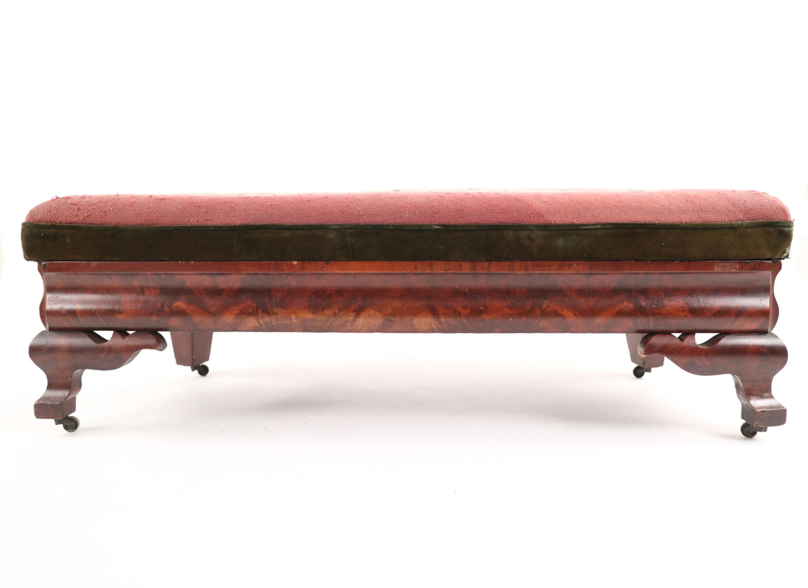 C. 1830'S AMERICAN EMPIRE FLAME MAHOGANY BENCH (1 of 17)