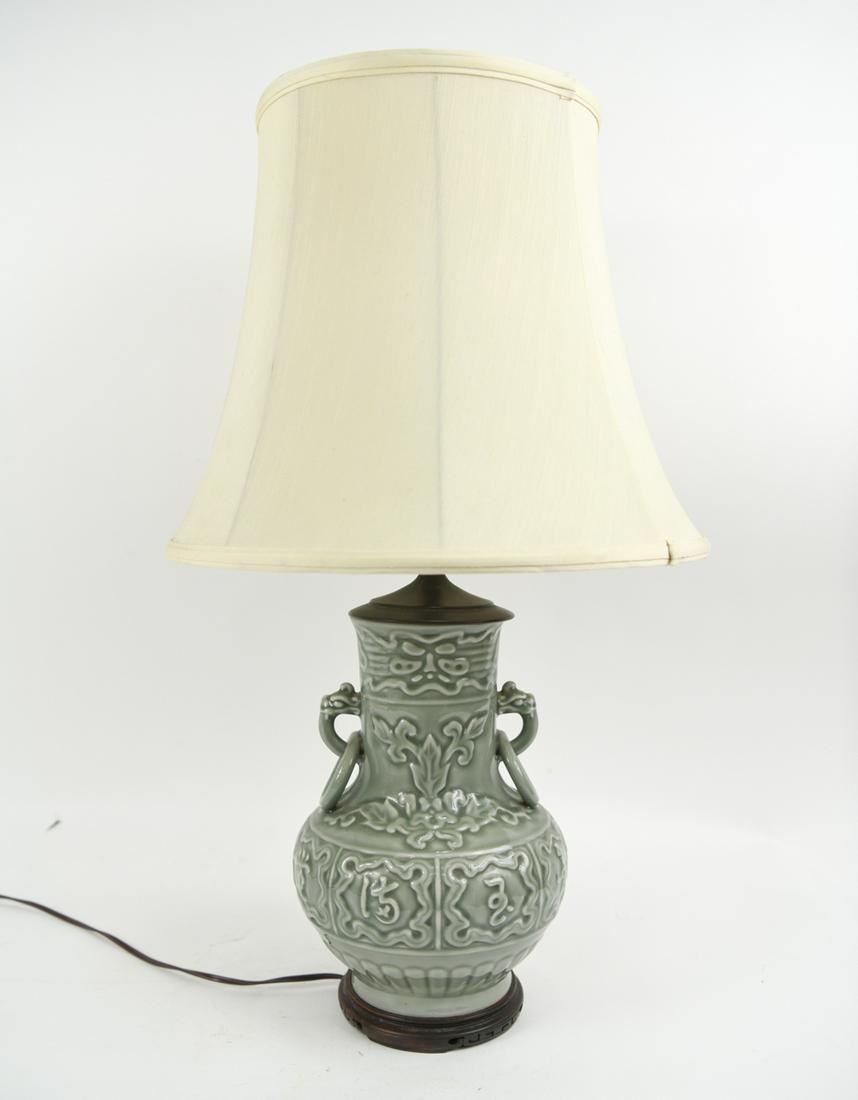 ANTIQUE CHINESE CELADON PORCELAIN LAMP (1 of 13)