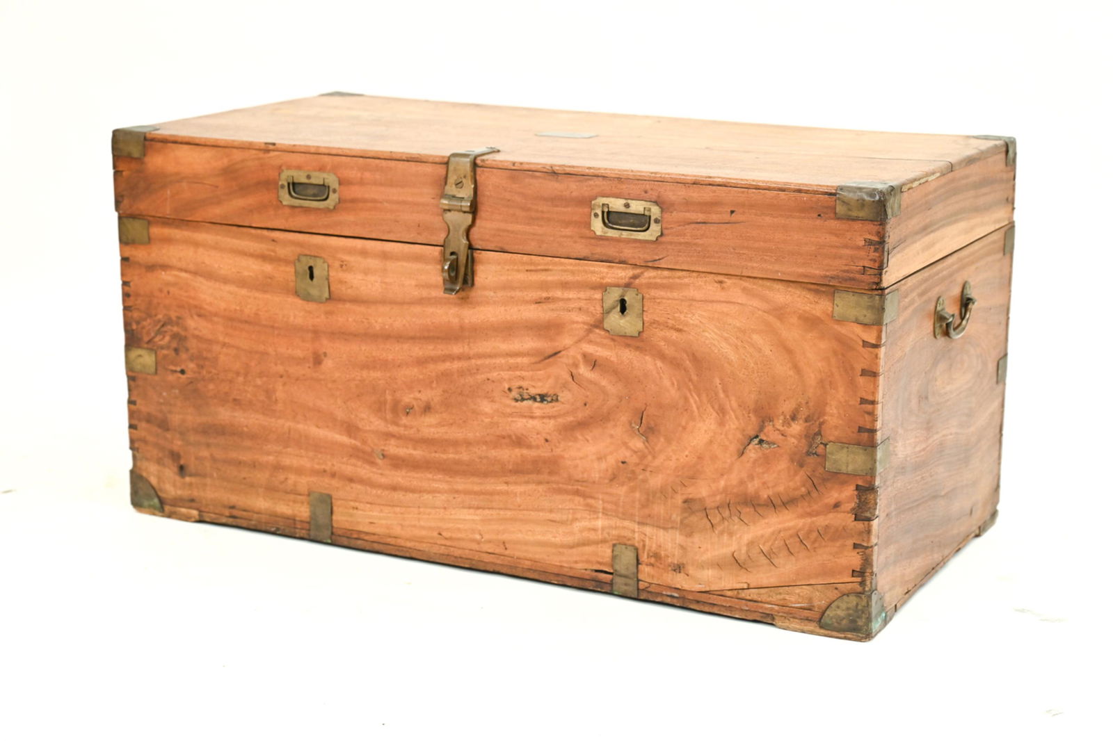 ANTIQUE WOOD AND BRASS CAMPAIGN STYLE TRUNK (1 of 19)