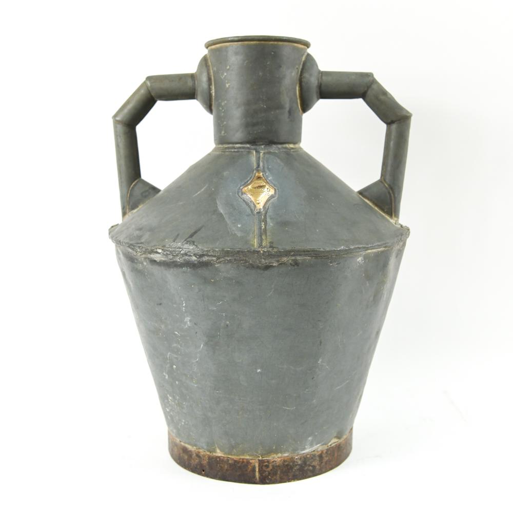ANTIQUE TIN DOUBLE HANDLE JUG C. 1939 (1 of 15)