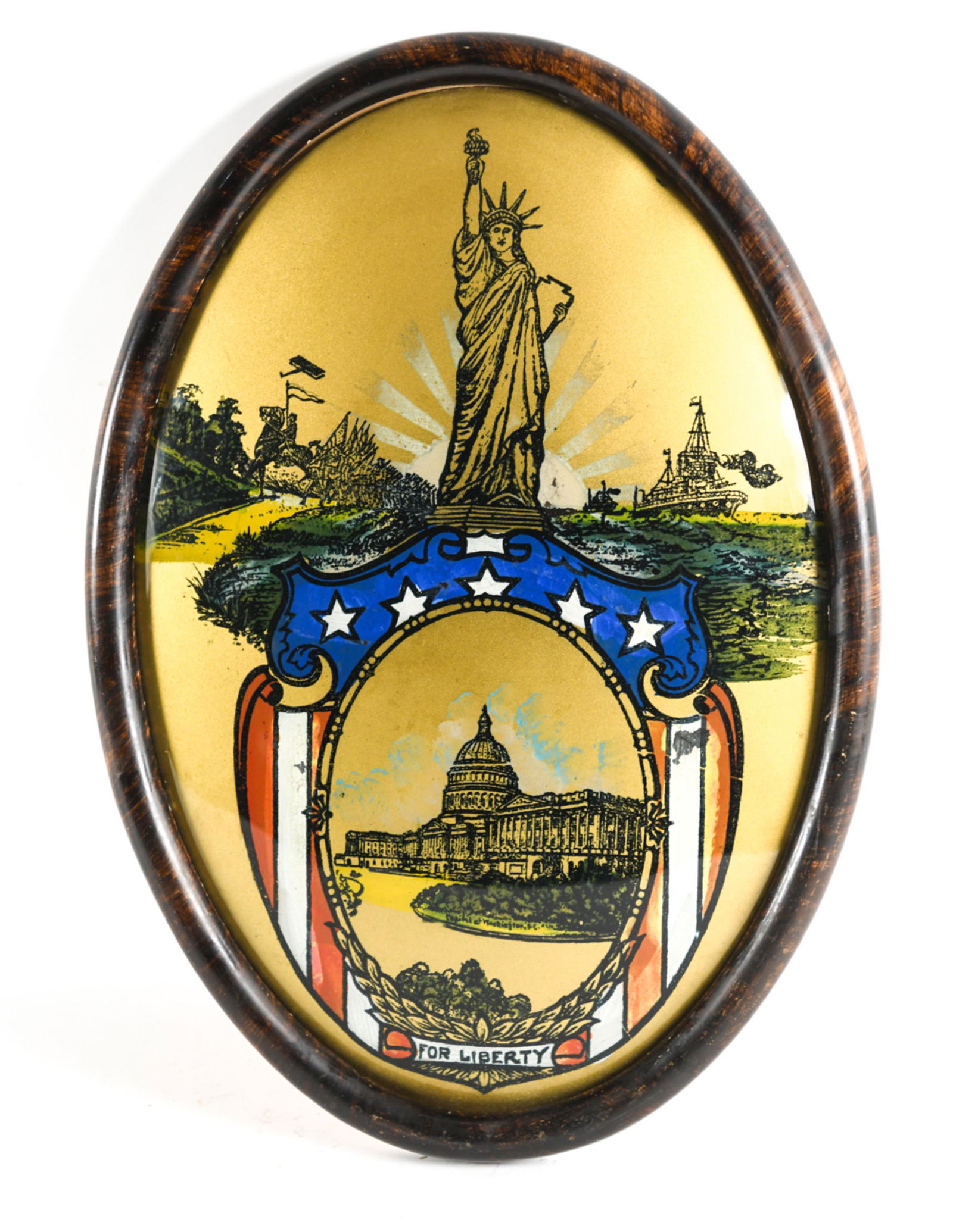 EARLY 20TH C. AMERICAN PATRIOTIC REVERSE GLASS (1 of 6)