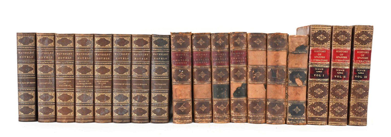 ANTIQUE DECORATIVE LEATHER BOUND BOOKS (1 of 14)