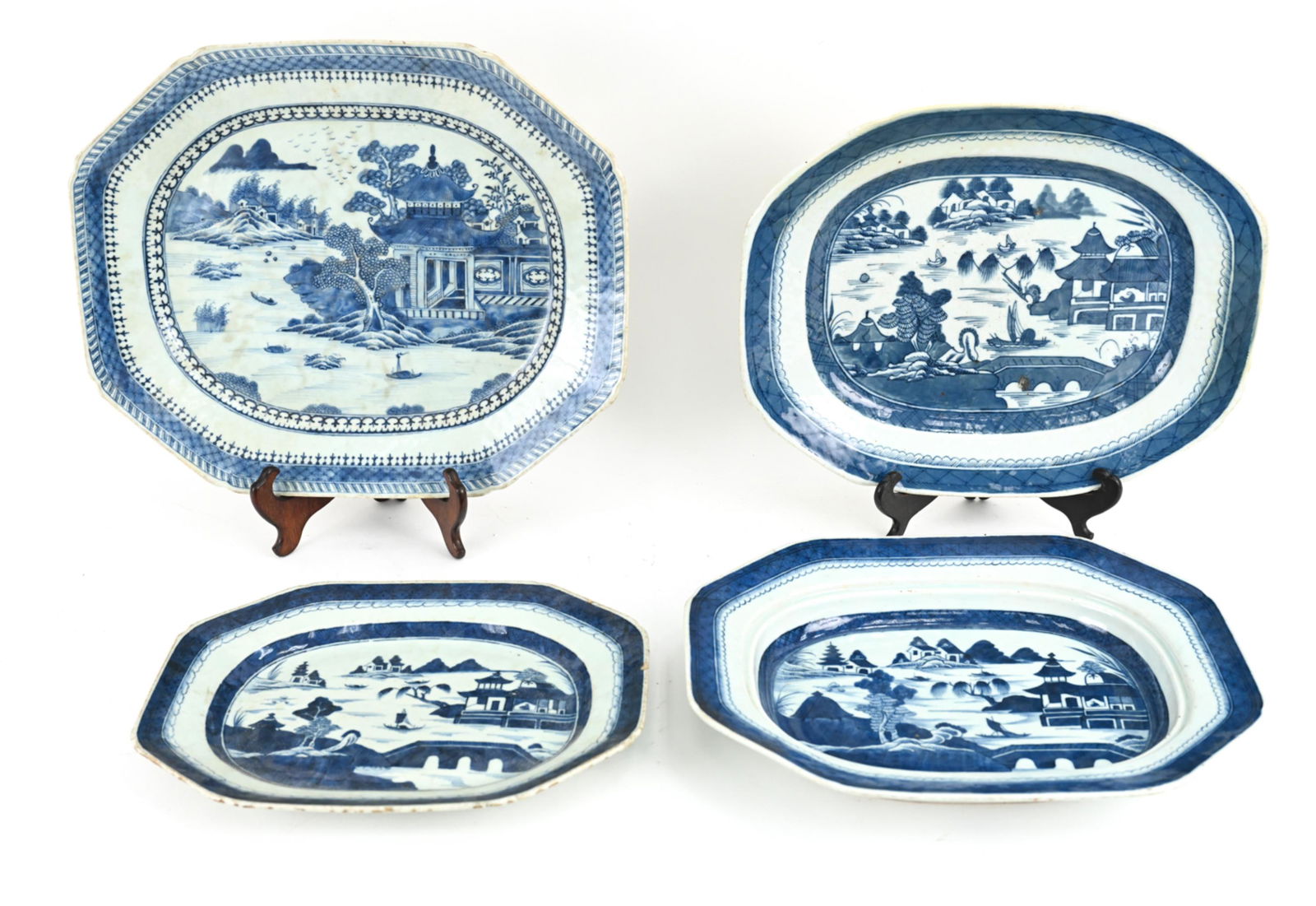 (4) CHINESE BLUE AND WHITE PORCELAIN PLATTERS (1 of 20)