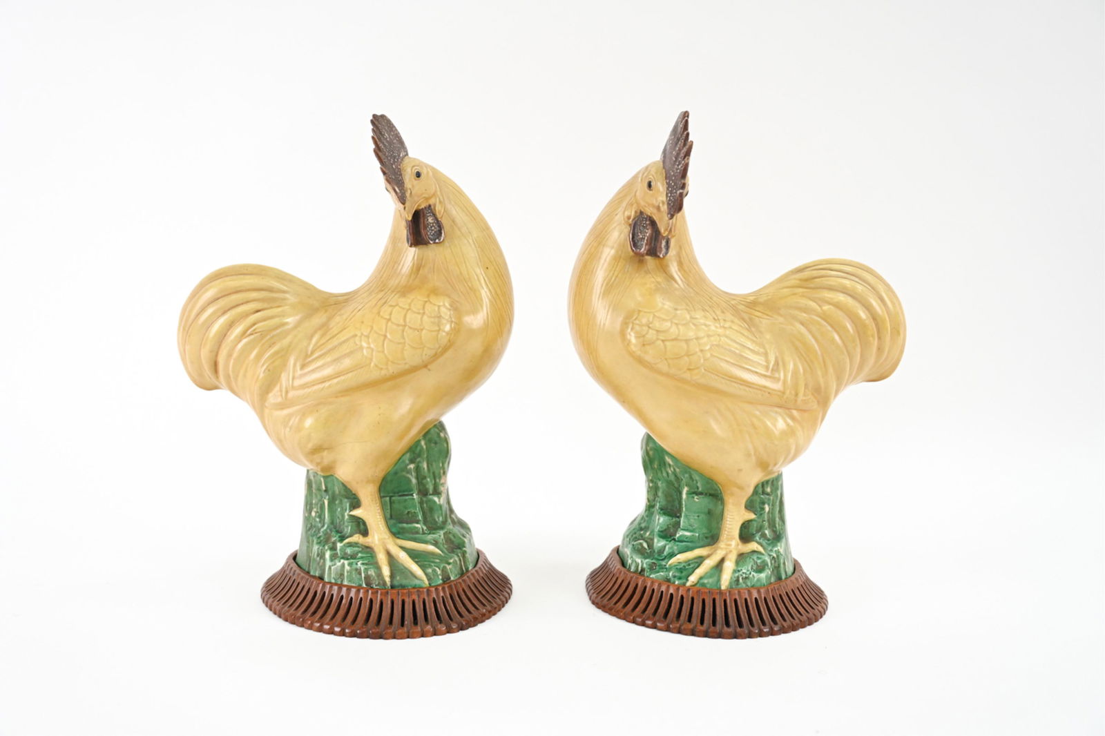 PAIR OF 20TH C. CHINESE CERAMIC ROOSTERS (1 of 9)