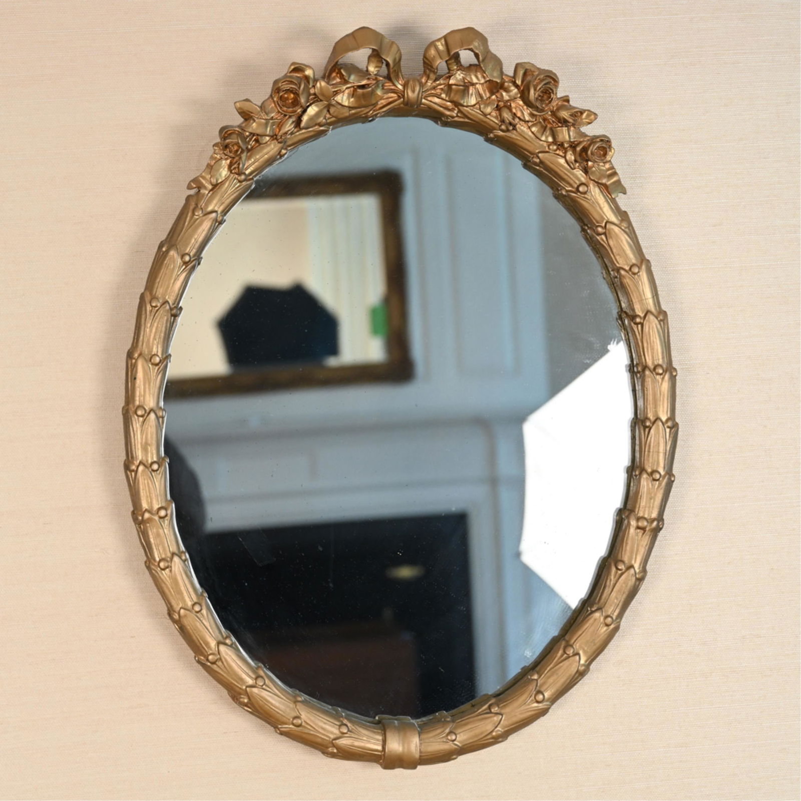 SMALL FRENCH STYLE RIBBON WALL MIRROR (1 of 10)