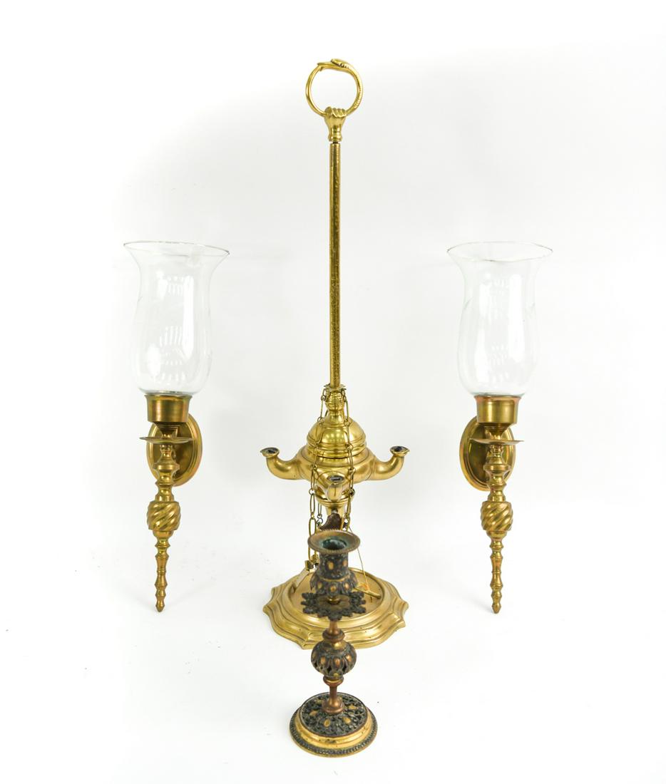 GROUPING OF ANTIQUE & VINTAGE BRASS LIGHTING (1 of 11)