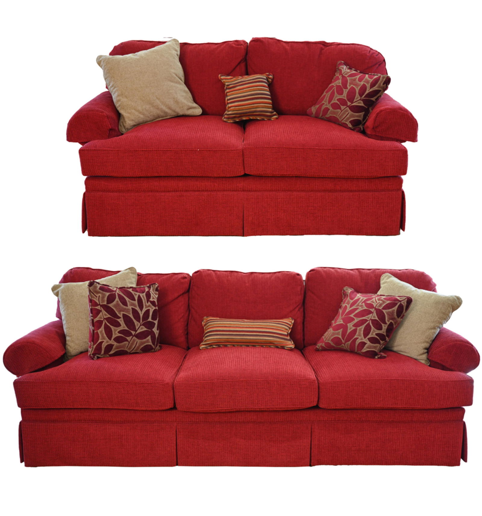 RED UPHOLSTERED SOFA & LOVESEAT (1 of 14)