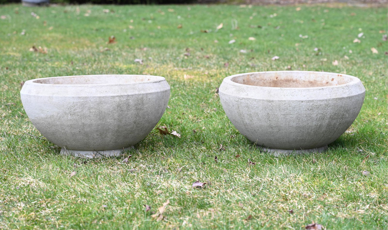 PAIR OF CEMENT GARDEN PLANTERS (1 of 9)