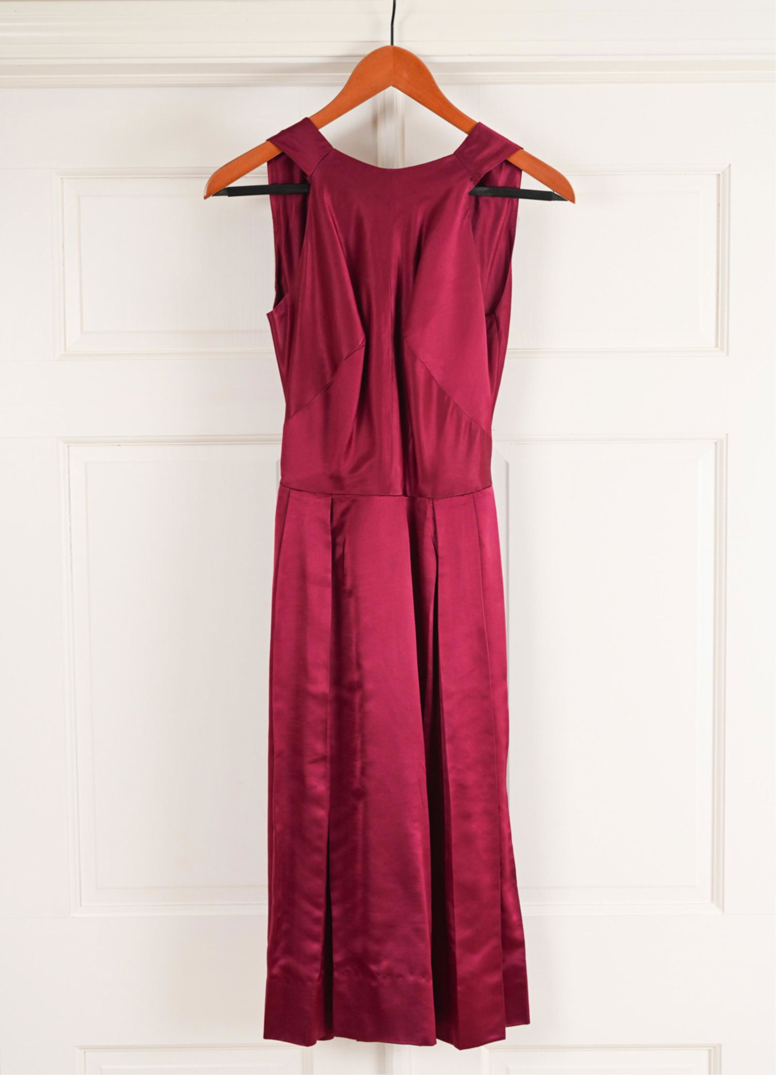 LATE 1950'S KASPER SILK SATIN HIGH-NECK DRESS (1 of 9)
