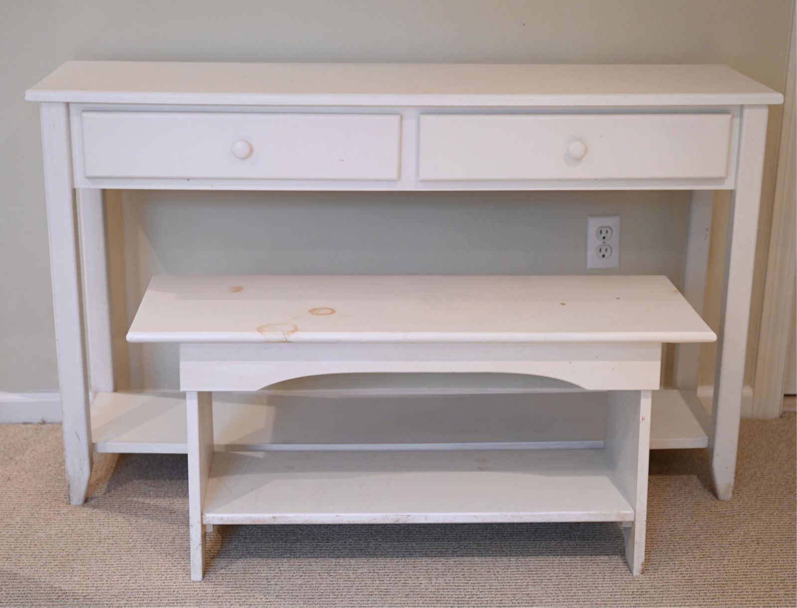 WHITE PAINTED CONSOLE & BENCH (1 of 8)