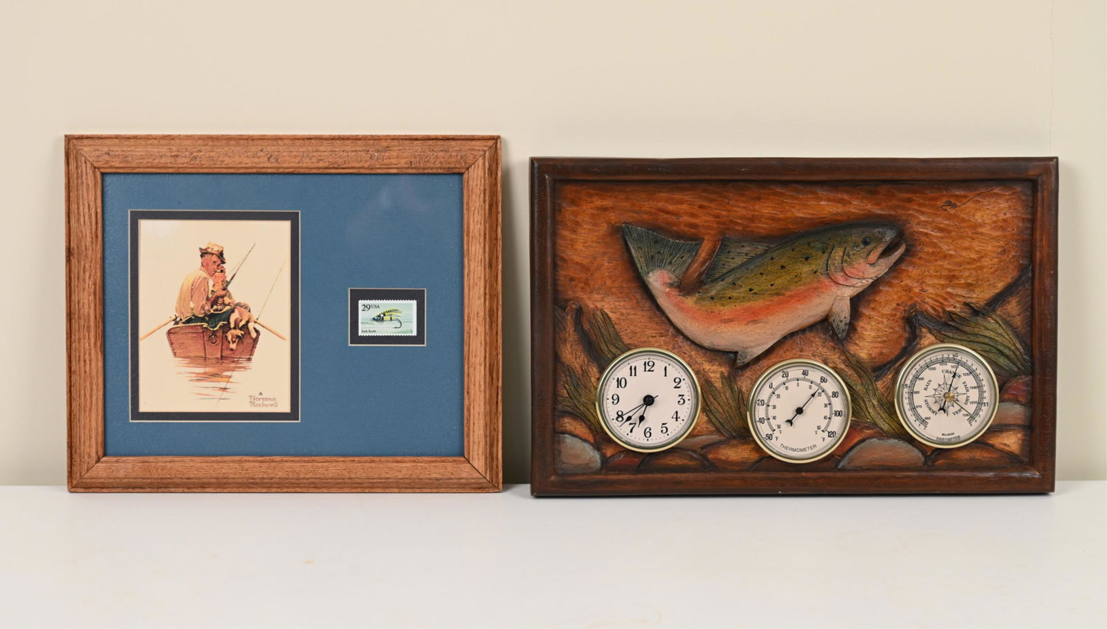 FISHING WALL ART GROUPING INCL. NORMAN ROCKWELL (1 of 10)