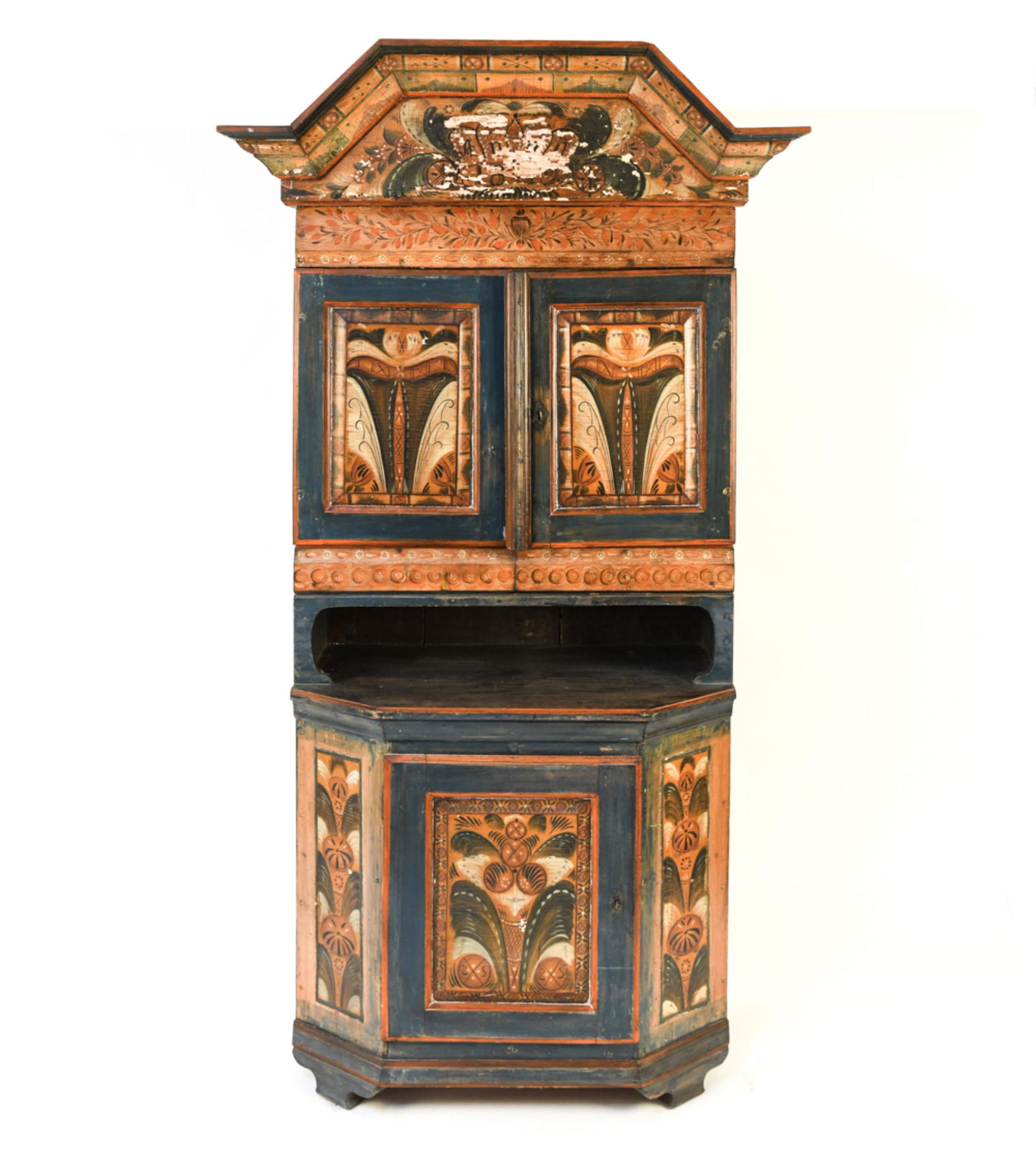 ANTIQUE 19TH C. SWEDISH FOLK ART PAINTED CABINET (1 of 16)