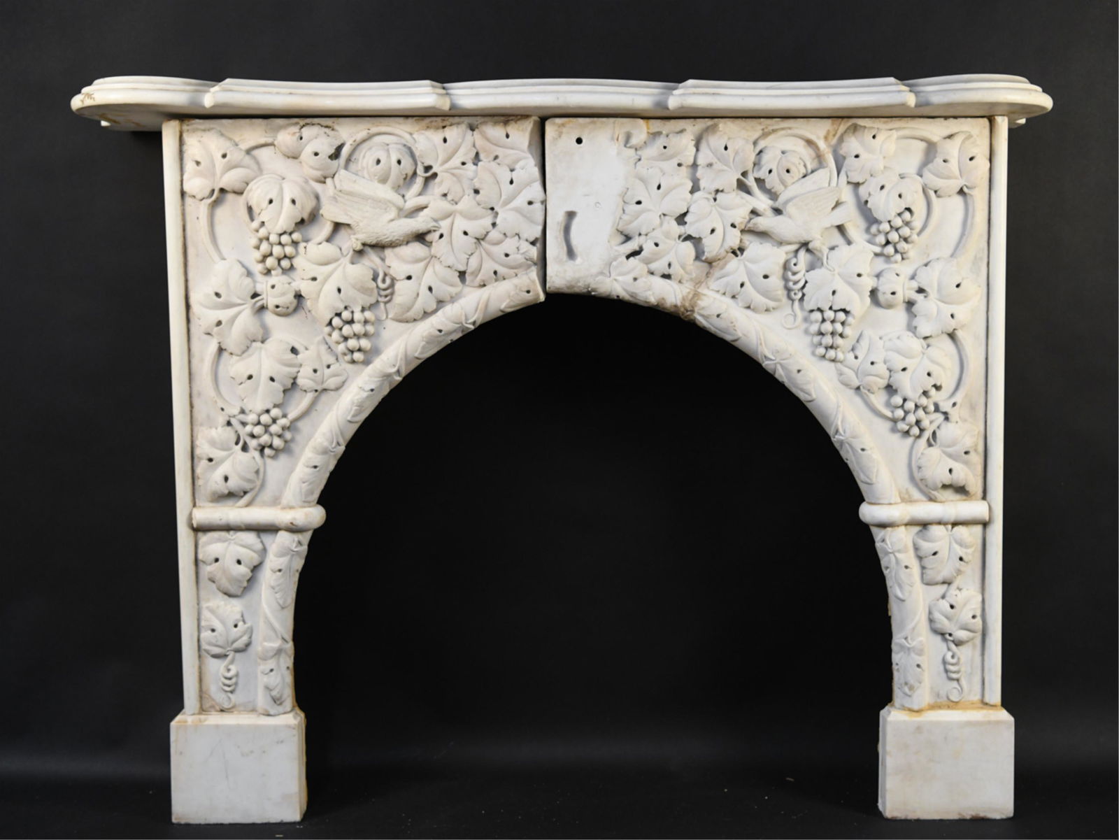 ANTIQUE CARVED MARBLE FIREPLACE MANTEL (1 of 14)