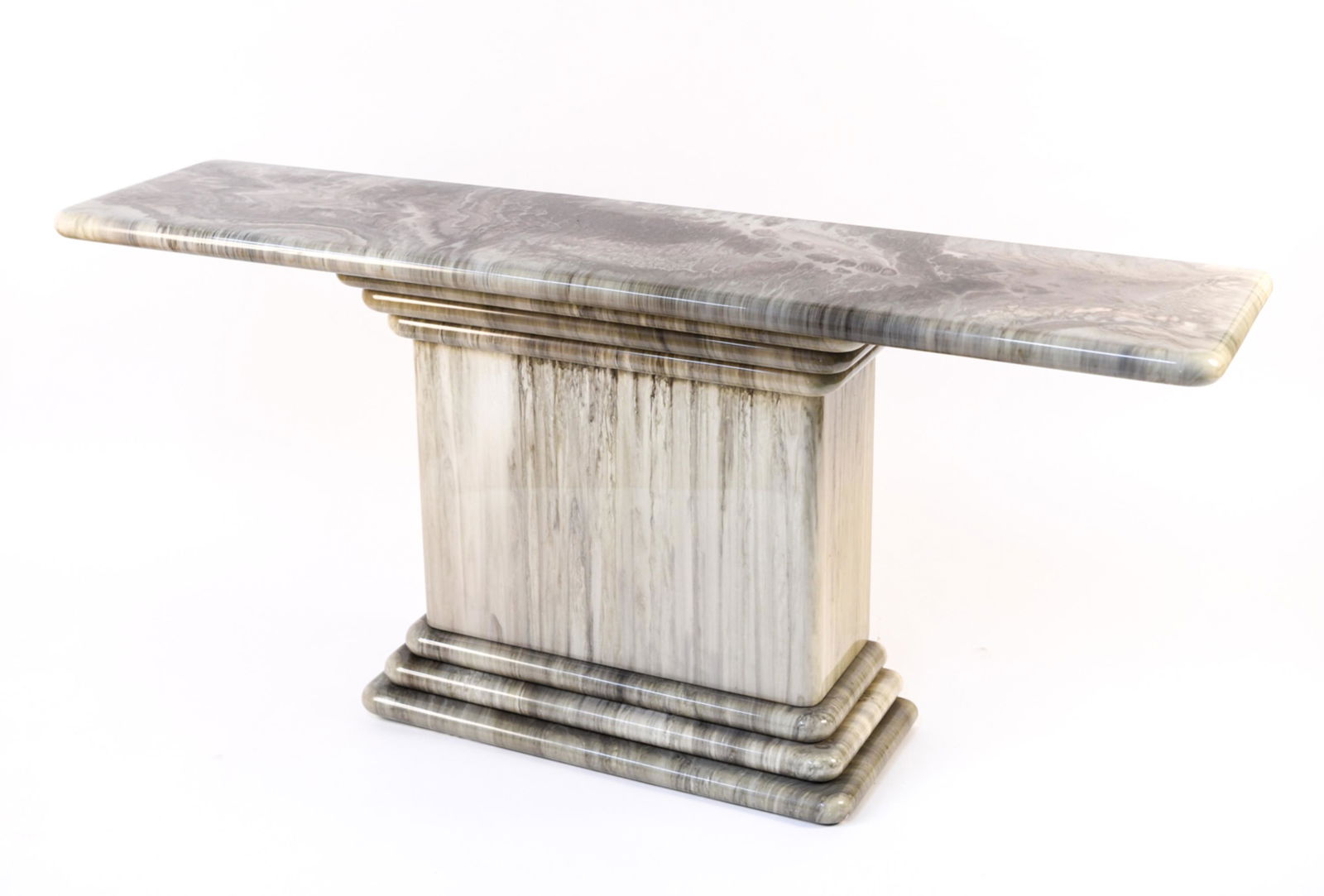 FAUX MARBLE LACQUERED CONSOLE TABLE (1 of 18)