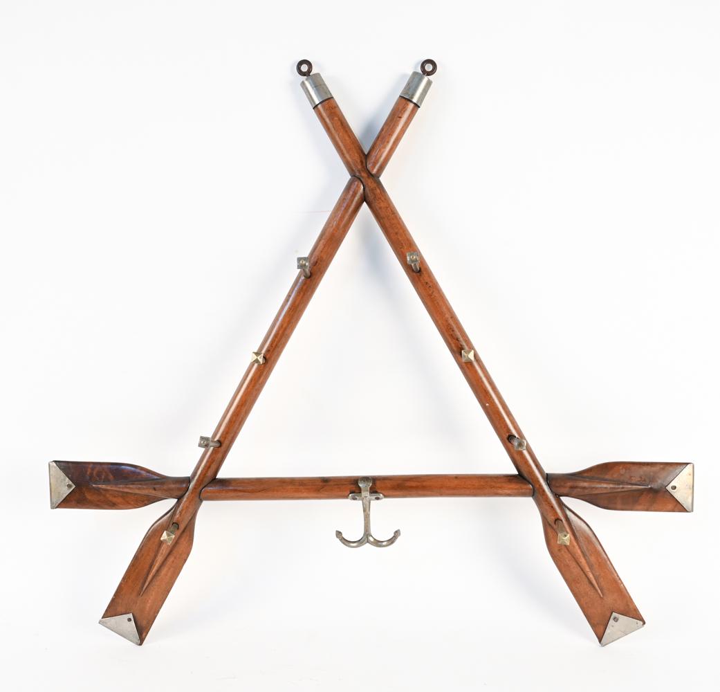 NAUTICAL BOAT OARS HALL RACK COAT HANGER W/ NICKEL (1 of 13)