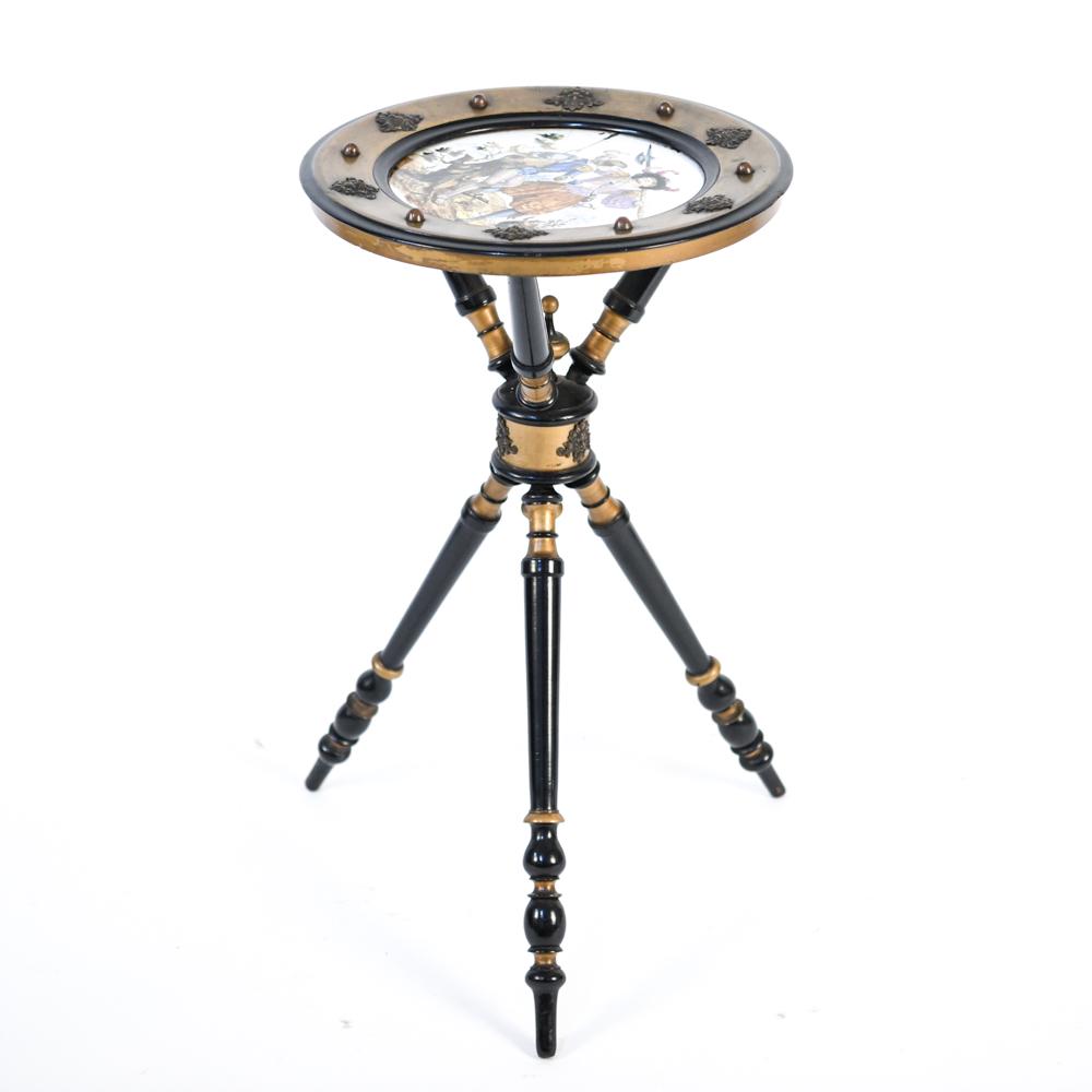 PAINTED PORCELAIN-TOP GUERIDON TABLE OR STAND (1 of 11)