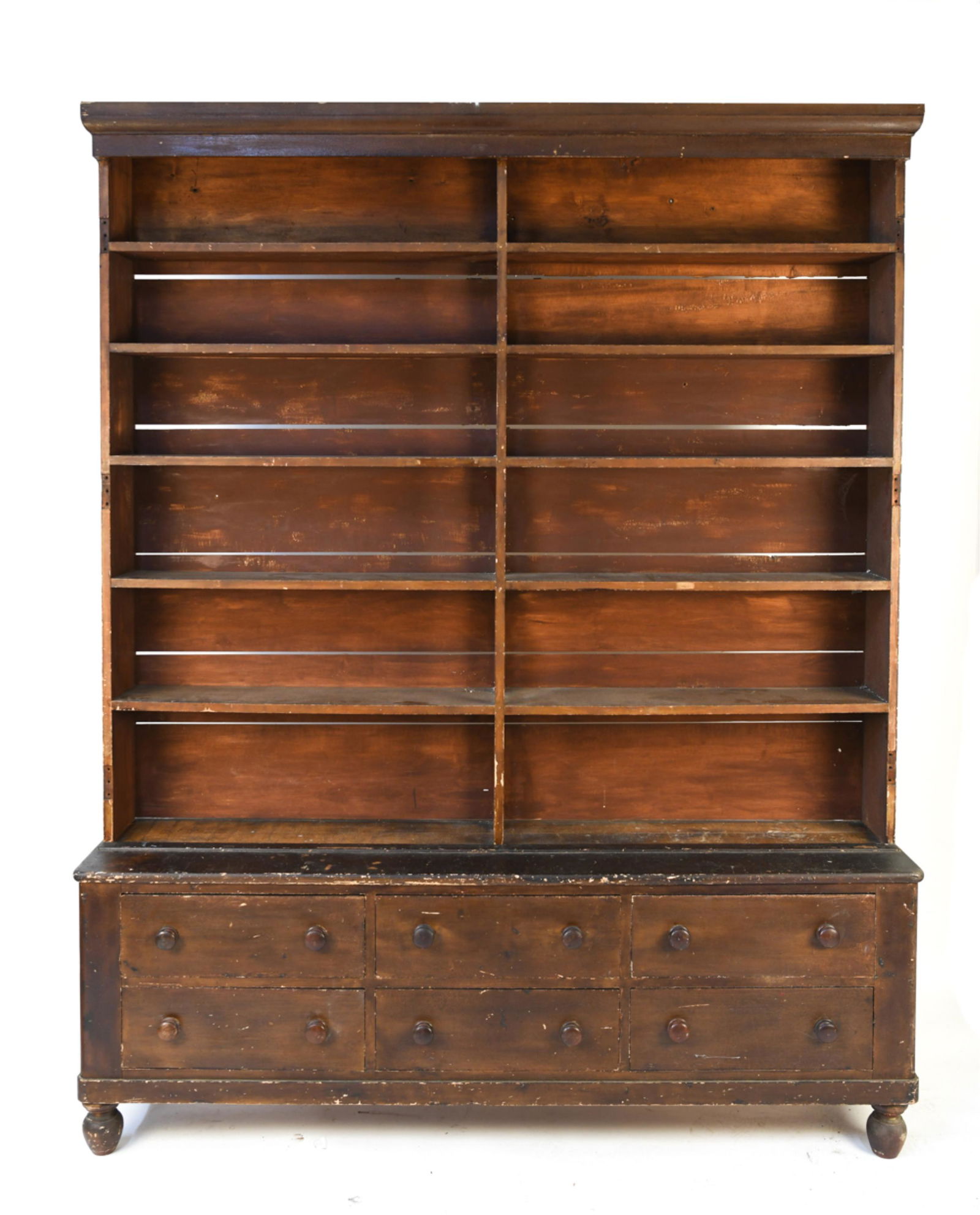 19TH C. COUNTRY STORE OPEN FRONT STEPBACK CUPBOARD (1 of 13)