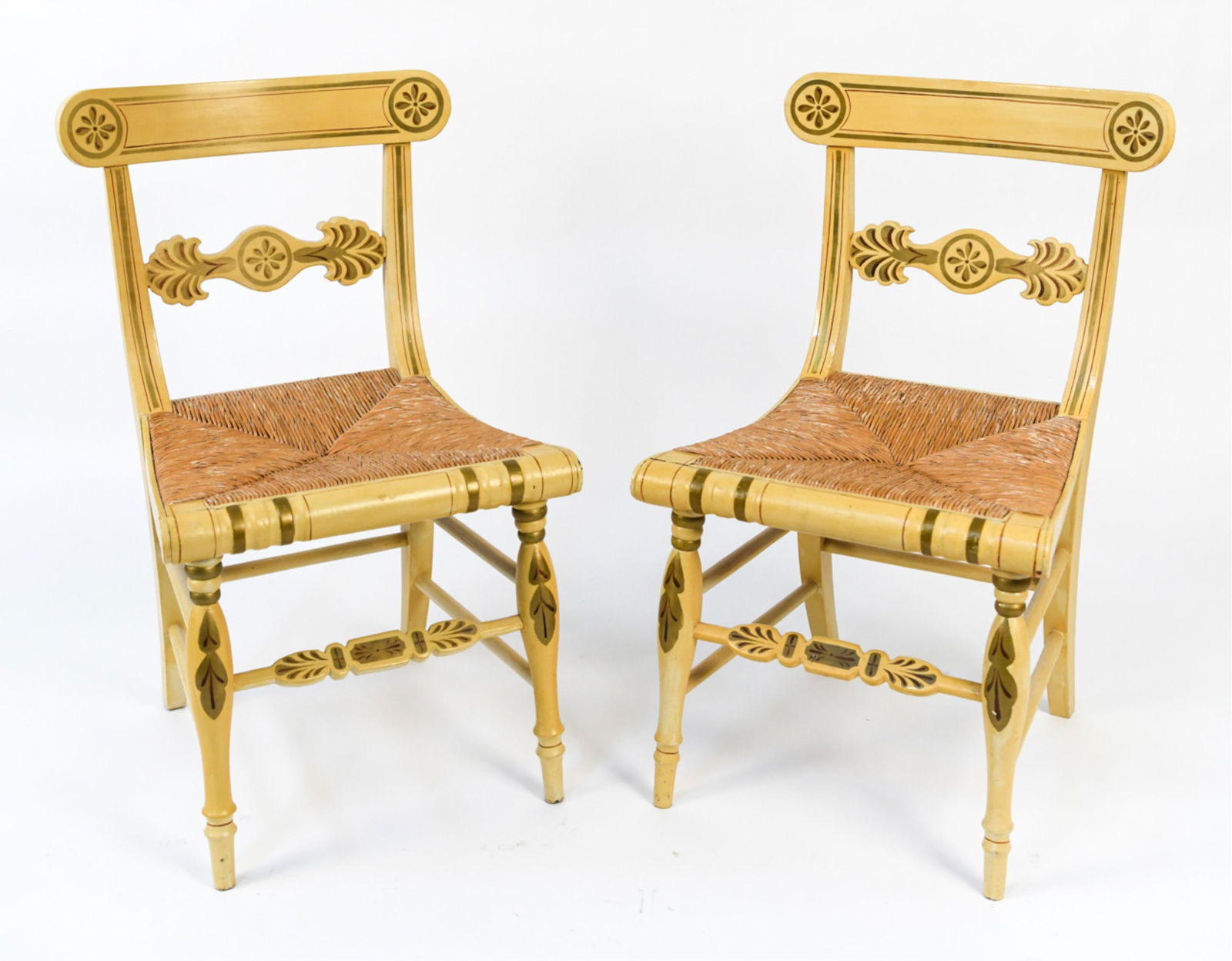 PAIR OF PAINT DECORATED REGENCY SIDE CHAIRS (1 of 20)