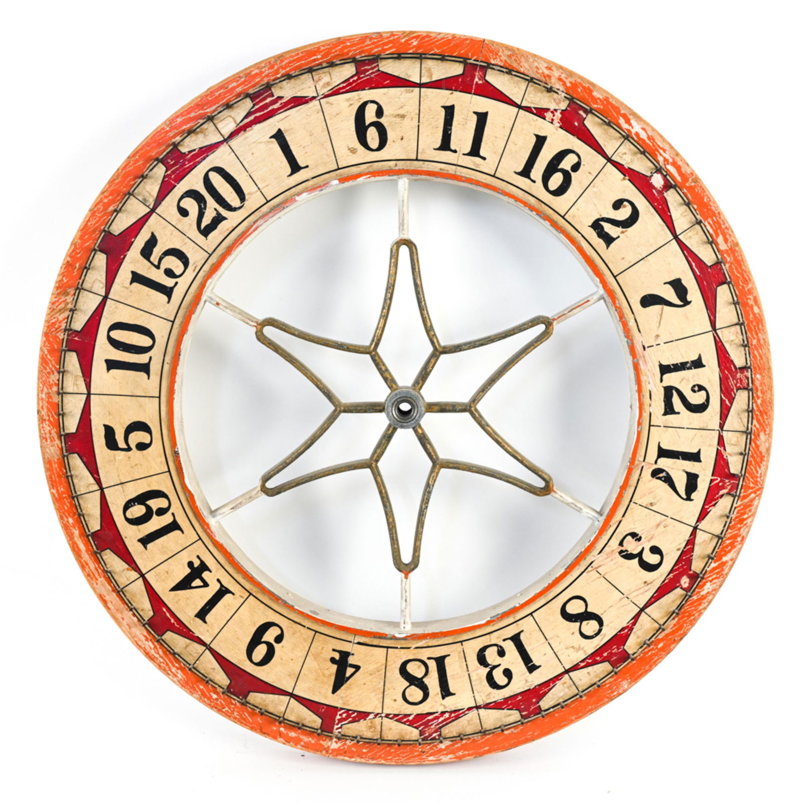 VINTAGE PAINTED WOOD & METAL GAME WHEEL (1 of 16)