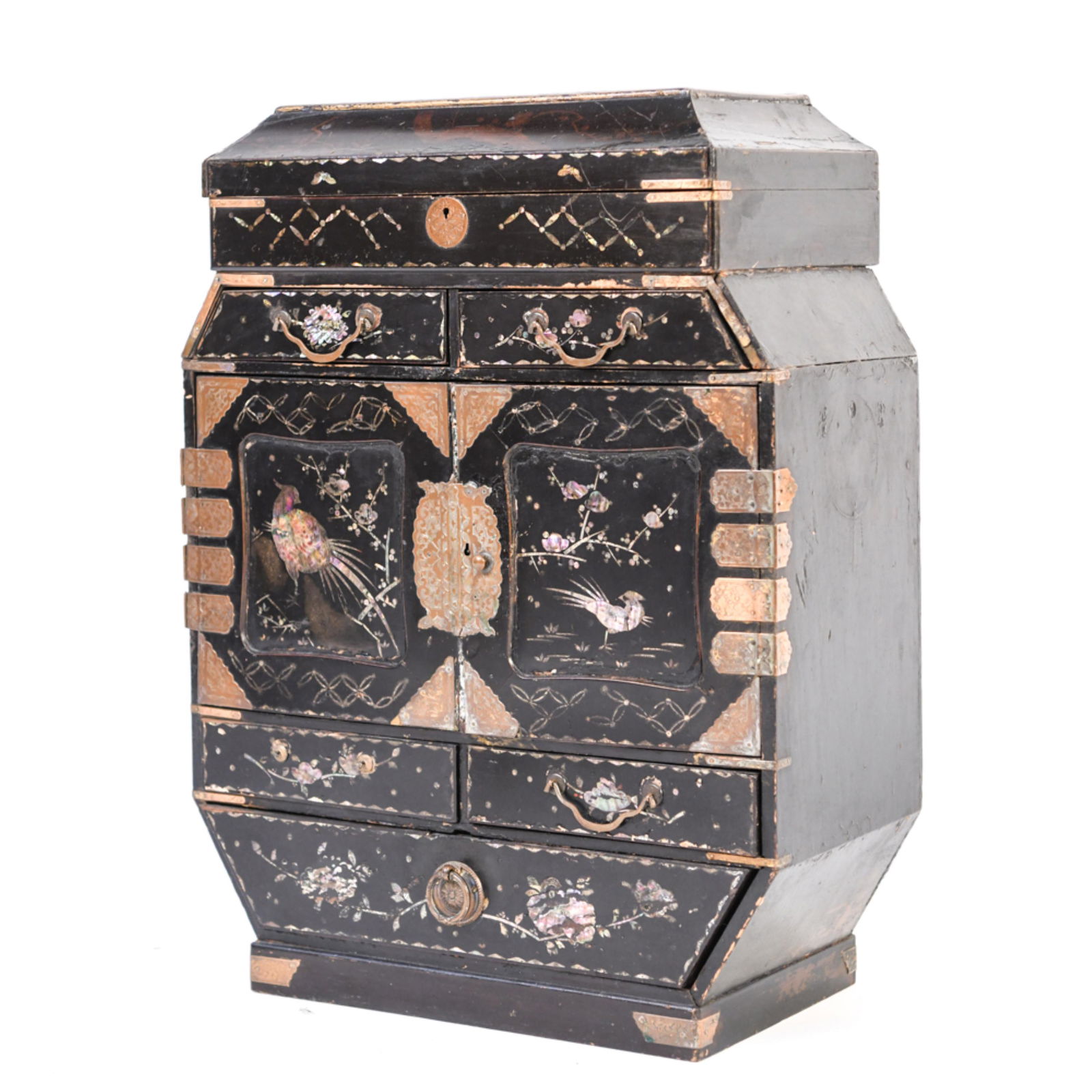 LACQUERED MOTHER-OF-PEARL ASIAN SCHOLAR CABINET (1 of 20)