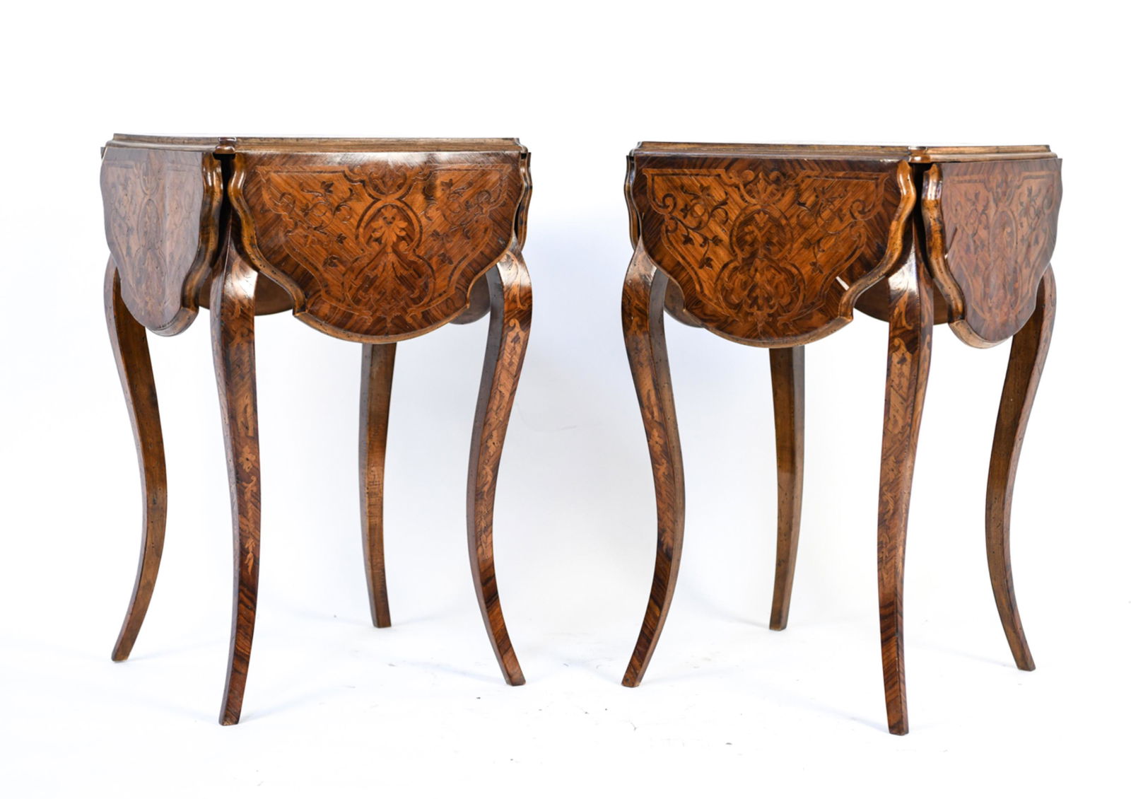 PAIR OF FRENCH MARQUETRY DROP LEAF TABLES (1 of 19)