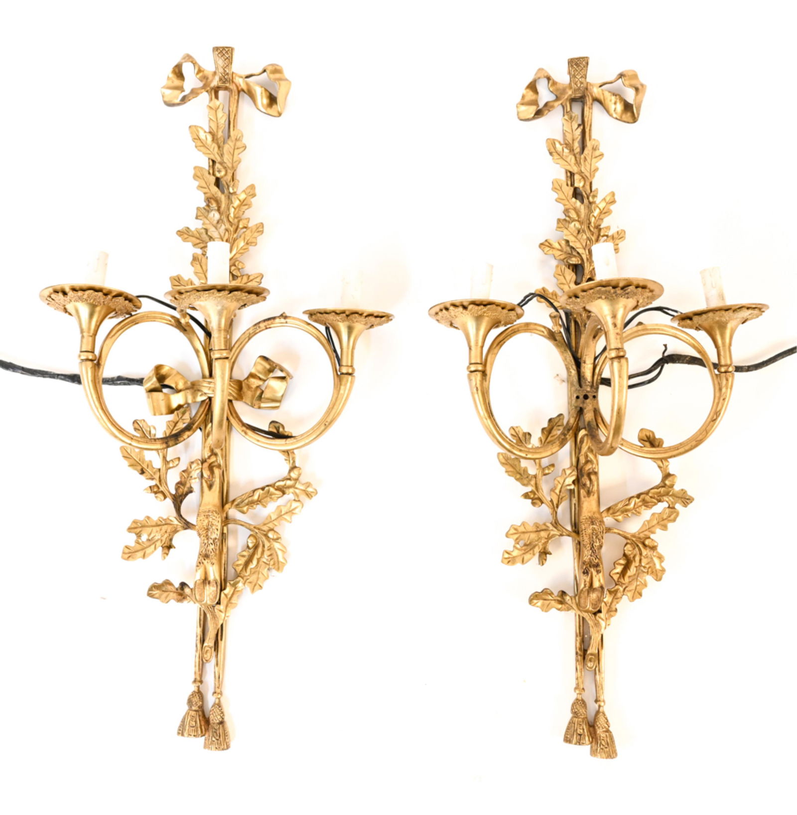 19TH C. FRENCH ORMOLU ELECTRIFIED CANDLE SCONCES (1 of 18)
