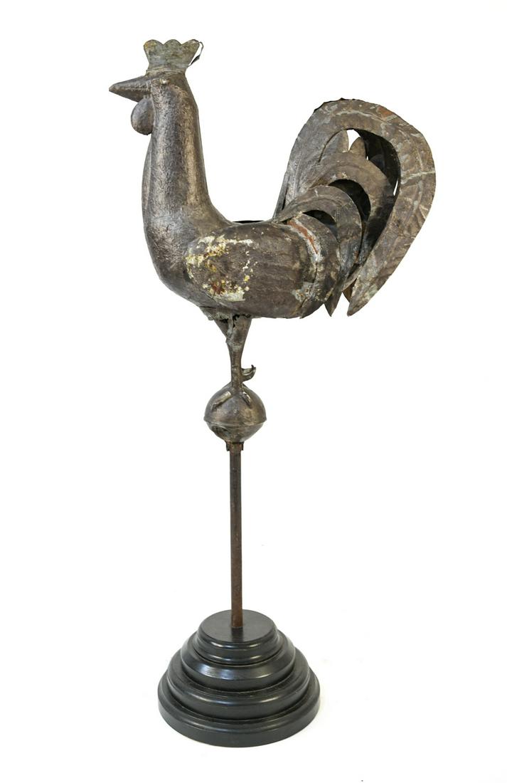 ANTIQUE ROOSTER WEATHERVANE ON STAND (1 of 14)