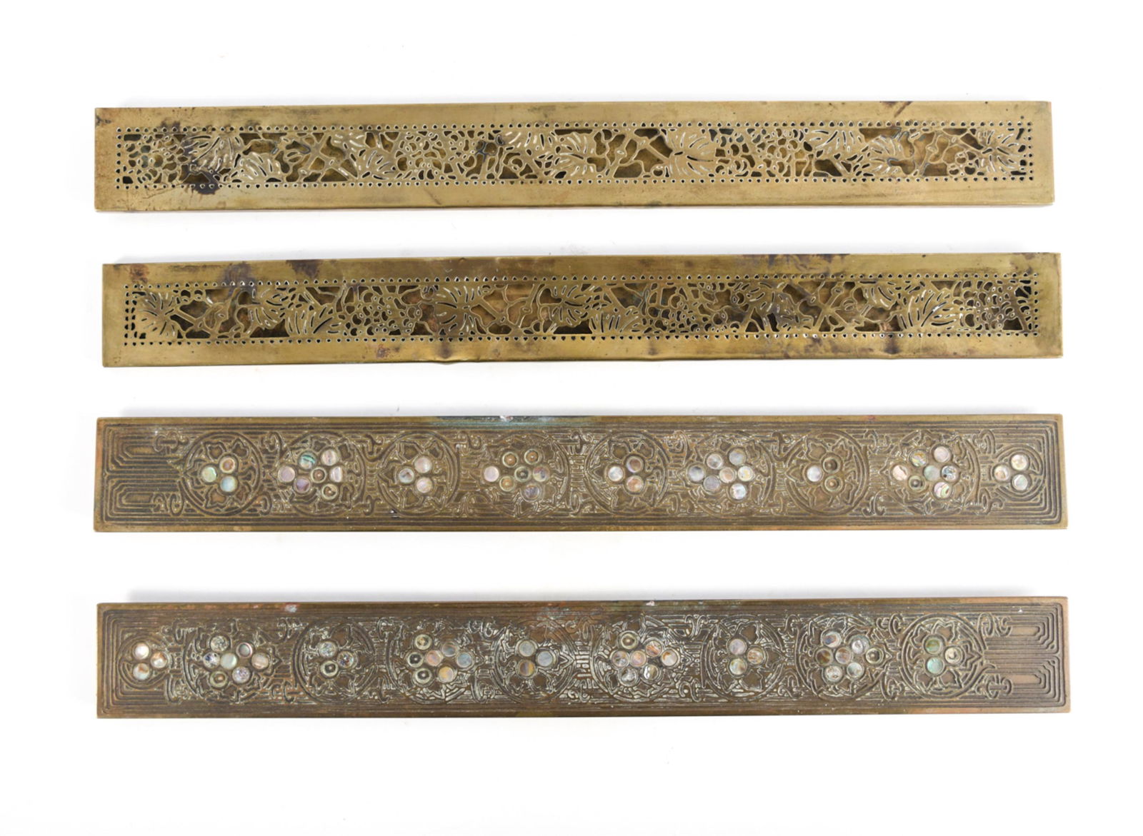 TWO SETS TIFFANY STUDIOS BRONZE BLOTTER ENDS (1 of 10)