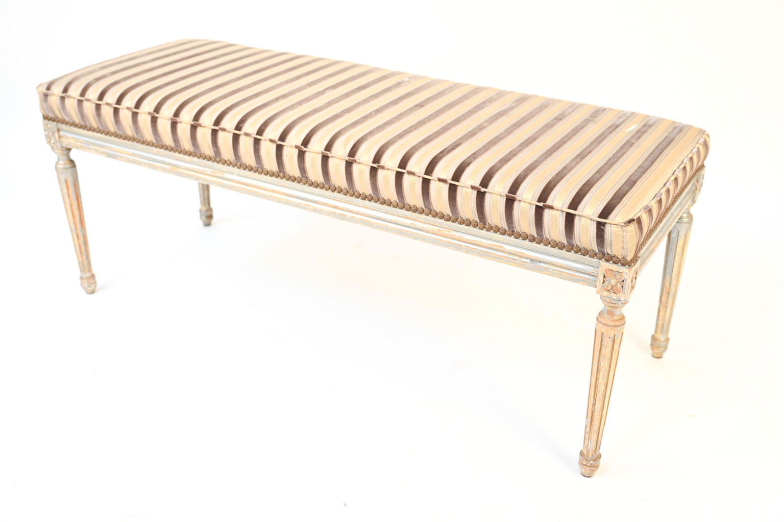 FRENCH PAINTED UPHOLSTERED BENCH (1 of 14)