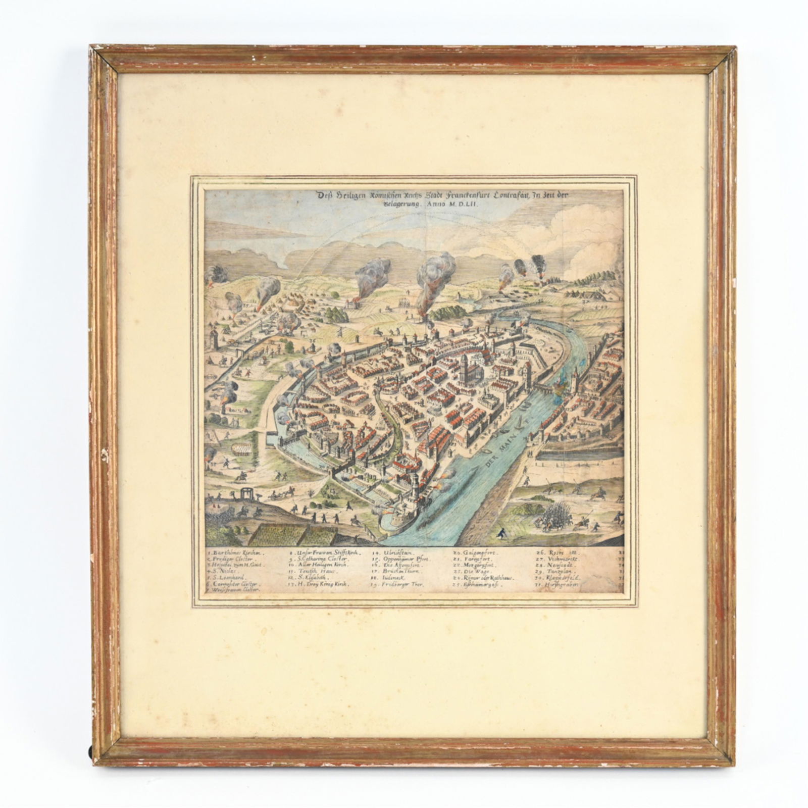 16TH CENTURY COLORED ENGRAVING OF FRANKFURT (1 of 10)
