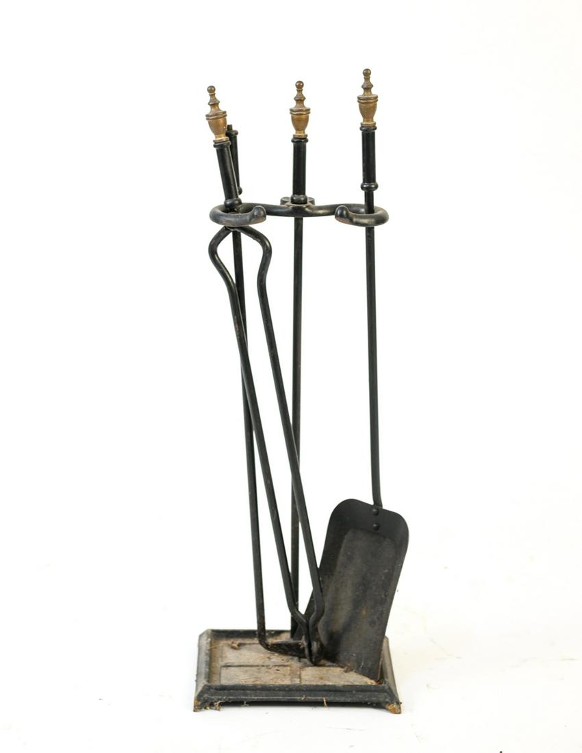 19TH C. HOWES BOSTON CAST IRON FIREPLACE TOOLS (1 of 8)